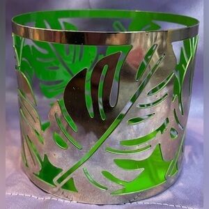 Bath & Body Works 3-Wick Candle Holder | Silver Laser-Cut Monstera Leaf